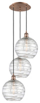 Athens Multi-Pendant, Antique Copper, Clear Deco Swirl