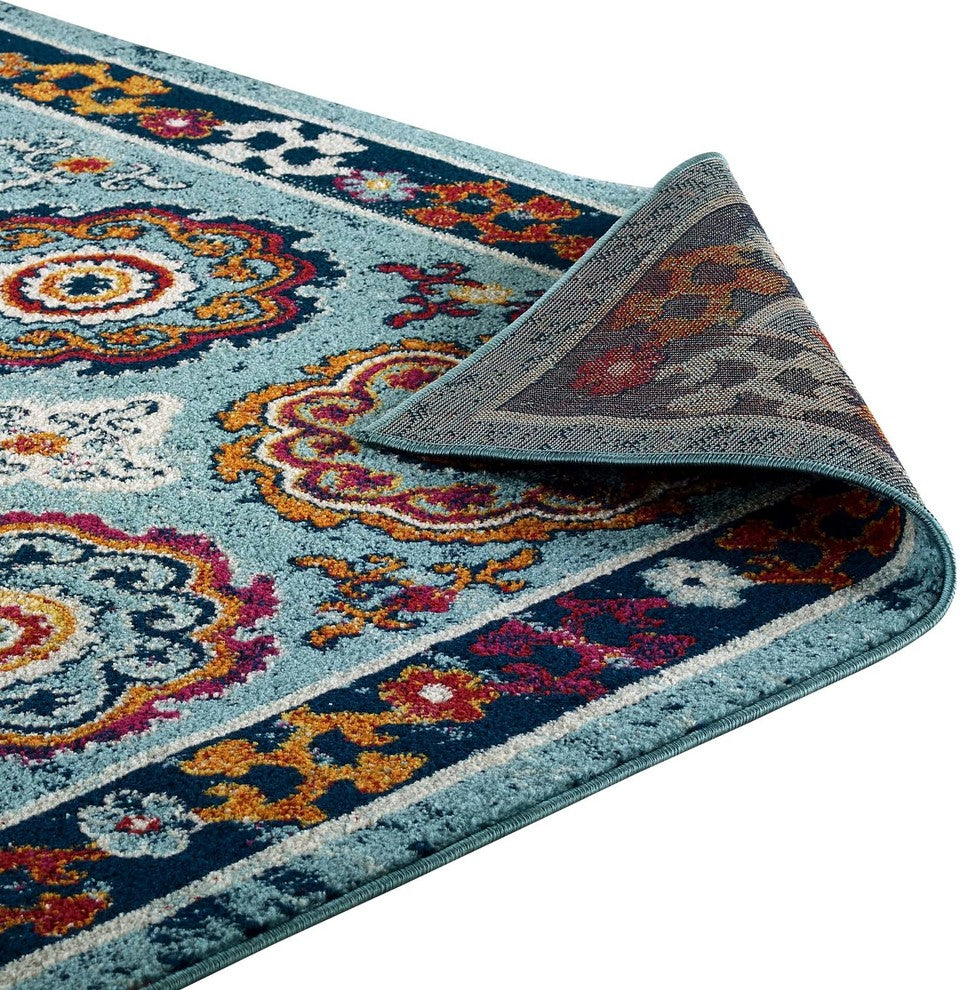 Entourage Odile Transitional Distressed Vintage Floral Moroccan Trellis 8x10 Rug
