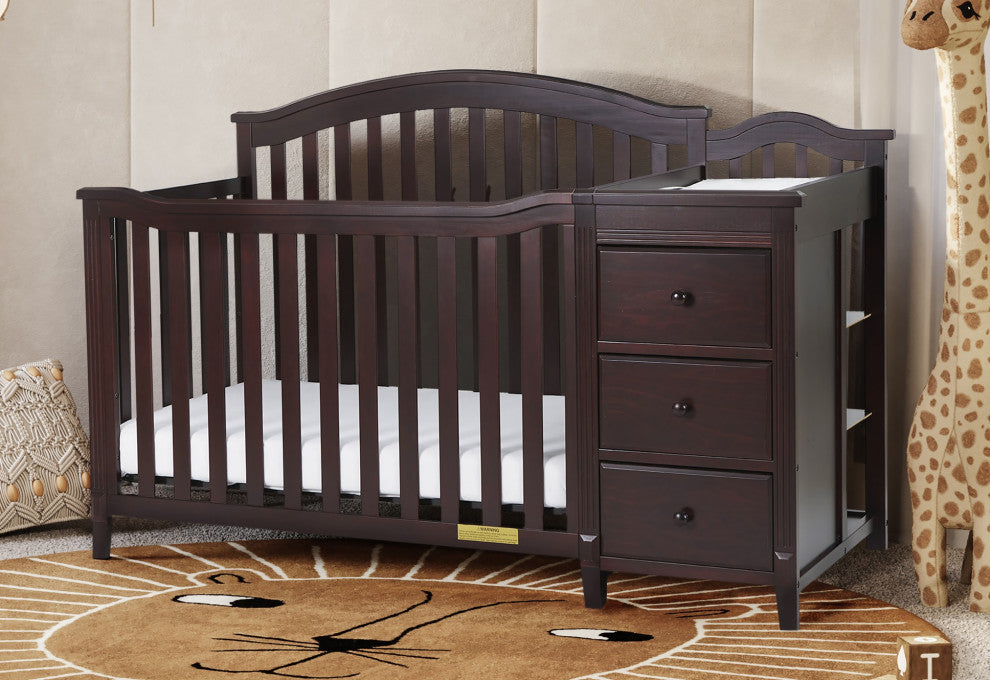 Kali 4-in-1 Convertible Crib, Espresso, With Changer (3 Drawers)