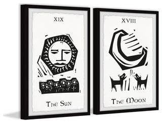 Sun and Moon Tarot Diptych, 2-Piece Set, 12x18 Panels