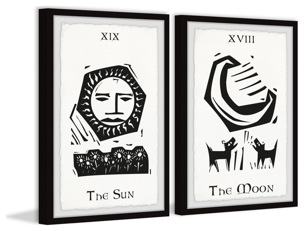 Sun and Moon Tarot Diptych, 2-Piece Set, 12x18 Panels