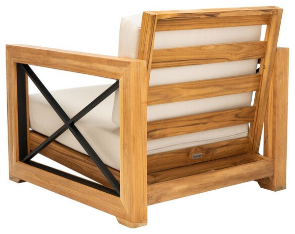 Safavieh Andros Teak Patio Chair Natural / Beige
