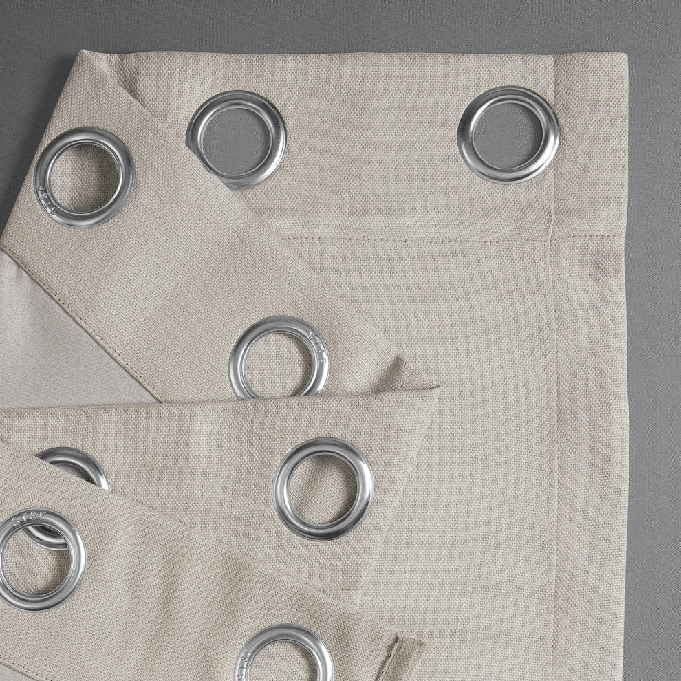 Faux Linen Grommet Room Darkening Curtain Single Panel, Birch, 50"x84"