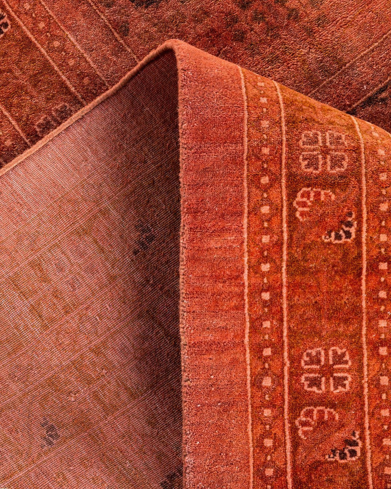 Overdyed, One-of-a-Kind Hand-Knotted Area Rug Pink, 12'4"x16'4"