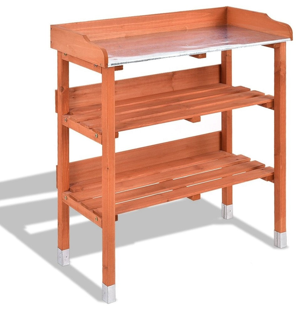 Modern Garden Wooden Potting Bench Work Station With Hook