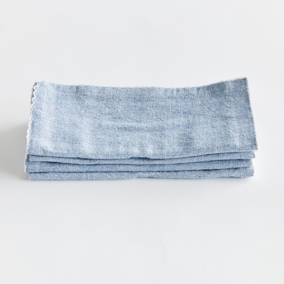 Blue Napkin Sets, Scalloped