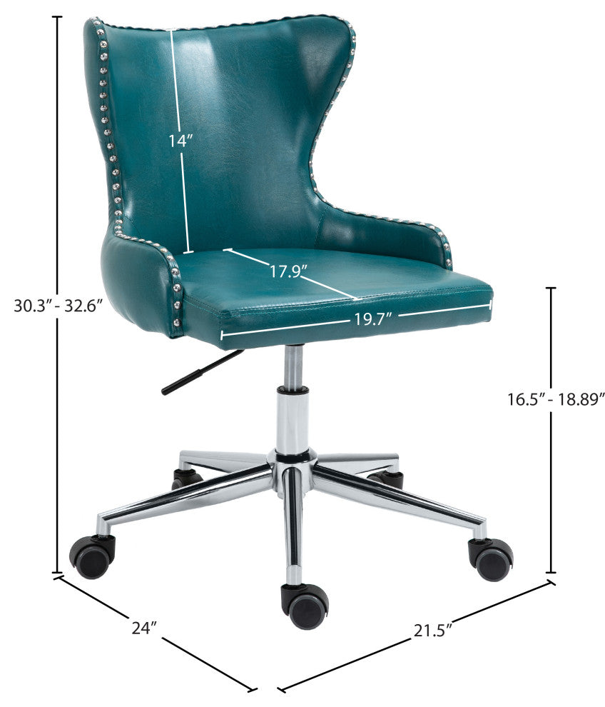 Hendrix Swivel and Adjustable Vegan Leather Office Chair, Blue, Rich Chrome Base