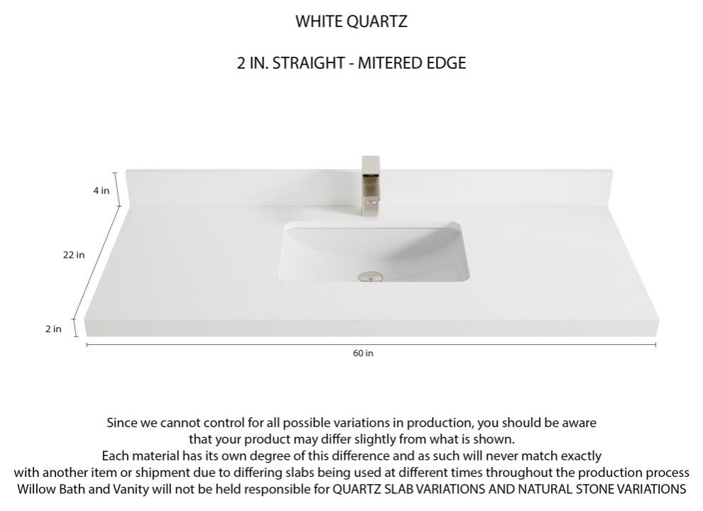 Santa Monica 60 Single Sink Bathroom Vanity in Whitewashed Teak 2" White Quartz