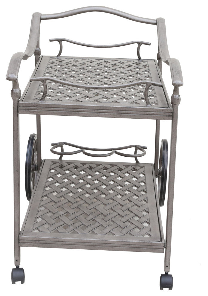 Carlsbad Cast Aluminum Tea Cart, Heritage Grey