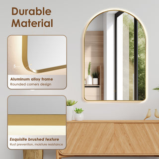 Starlit Domed Bathroom/Vanity LED Wall Mirror, Brushed Gold, 24"