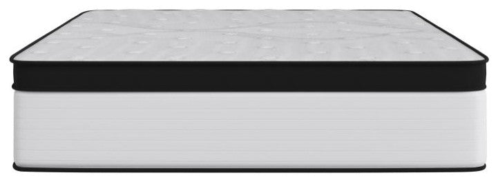 Capri Extra Firm 12 Inch CertiPUR-US Certified Hybrid Pocket Mattress, White, Queen