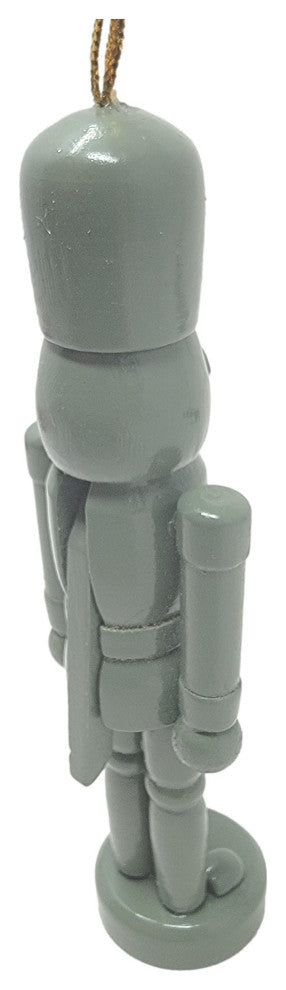 Mid Century Modern Working Wood Nutcracker Ornament Vintage Style Designer, Green
