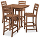 POLYWOOD La Casa Cafe 5-Piece Farmhouse Bar Set, Teak