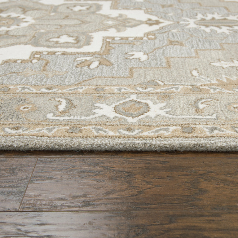 Rizzy Home Suffolk SK323A Gray Oriental Medallion Area Rug, Rectangular 8'x10'
