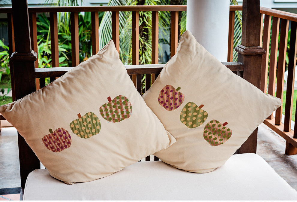 18" x 18" Apples Indoor/Outdoor Polyester Throw Pillow, Dusty Rose