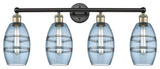 Edison-Vaz 4-Light 33" Bath Vanity Light, Black Antique Brass, Princess Blue