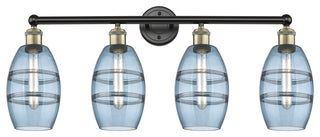 Edison-Vaz 4-Light 33" Bath Vanity Light, Black Antique Brass, Princess Blue