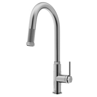 VIGO Hart Arched 18" H Single Handle Pull-Down Kitchen Faucet, Stainless Steel, Without Extras