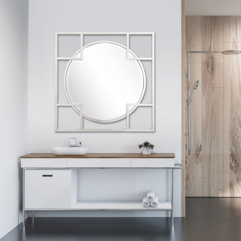 Silver Square Accent Metal Mirror