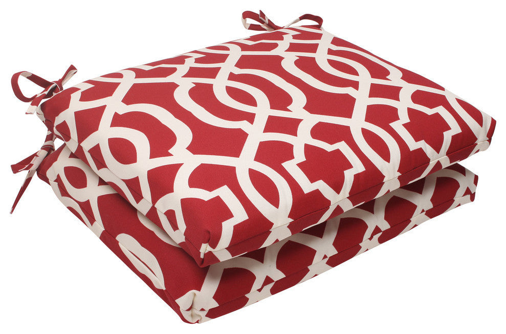New Geo Red Squared Corners Seat Cushion, Set of 2
