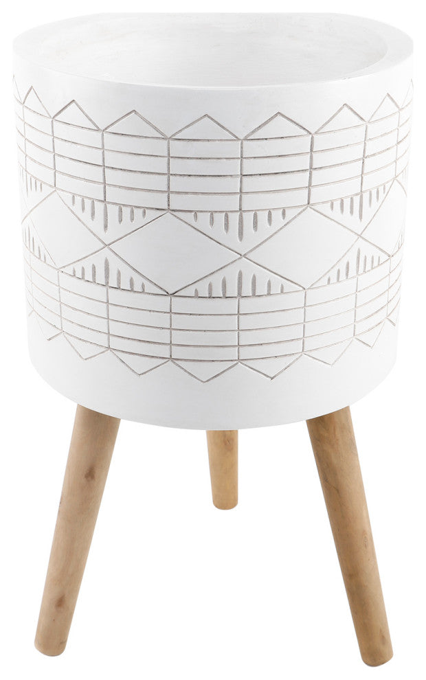 14" Peru Fiberglass Planter On Stand