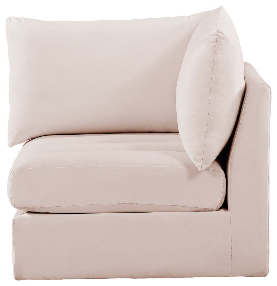 Jacob Velvet Upholstered Modular Corner Chair, Pink