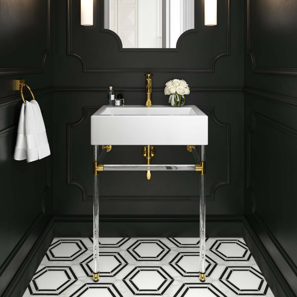Sink Vanity Cabinet, Wall Mount, White, Ceramic, Stainless, Modern, Bathroom