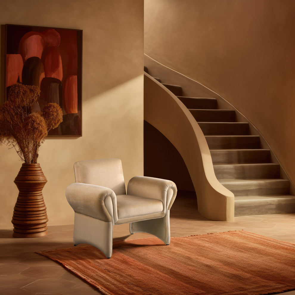 Fleurette Velvet Accent Chair, Camel