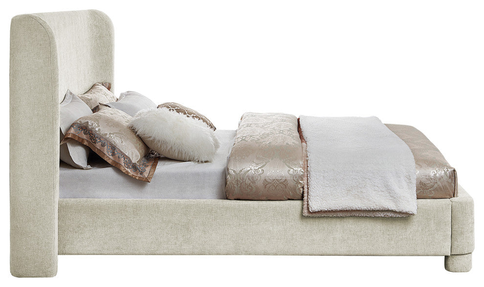 Penny Bed, Cream, Queen, Chenille Fabric