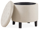 Storage Ottoman with Button Tufted Accents, Beige