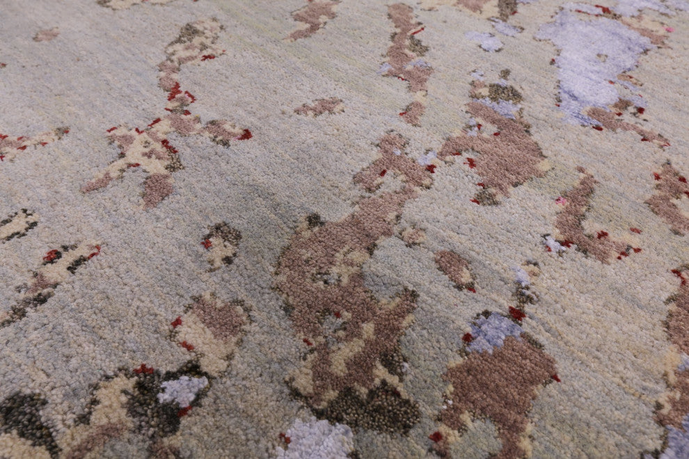 Contemporary Wool and Silk Handmade Abstract Rug 9' 0" X 12' 5" Q6343