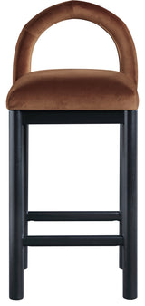 Conrad Upholstered Bar and Counter Stool, Cognac, Velvet, Black