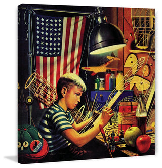"Model Airplanes" Painting Print on Canvas by Stevan Dohanos