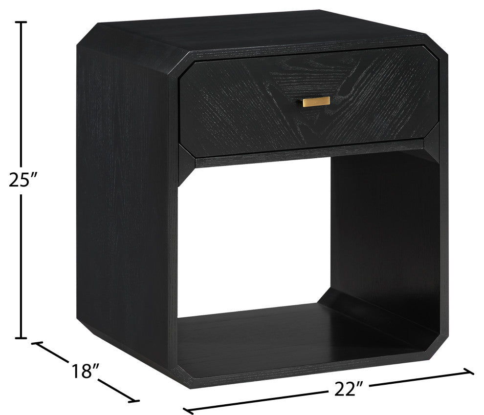 Parker Ash Veneer Nightstand, Black