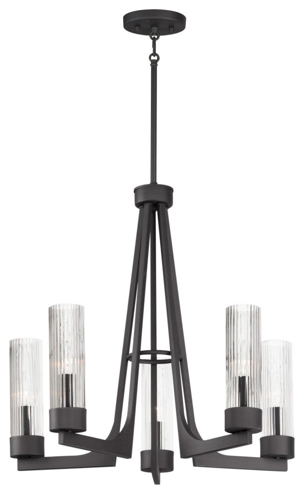 Maxim 30315CR Delos 5 Light 24"W Taper Candle Chandelier - Anthracite