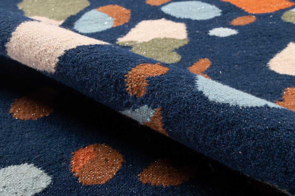 Novogratz Jem Terri Hand Woven Wool Area Rug, Navy, 7'9"x9'9"