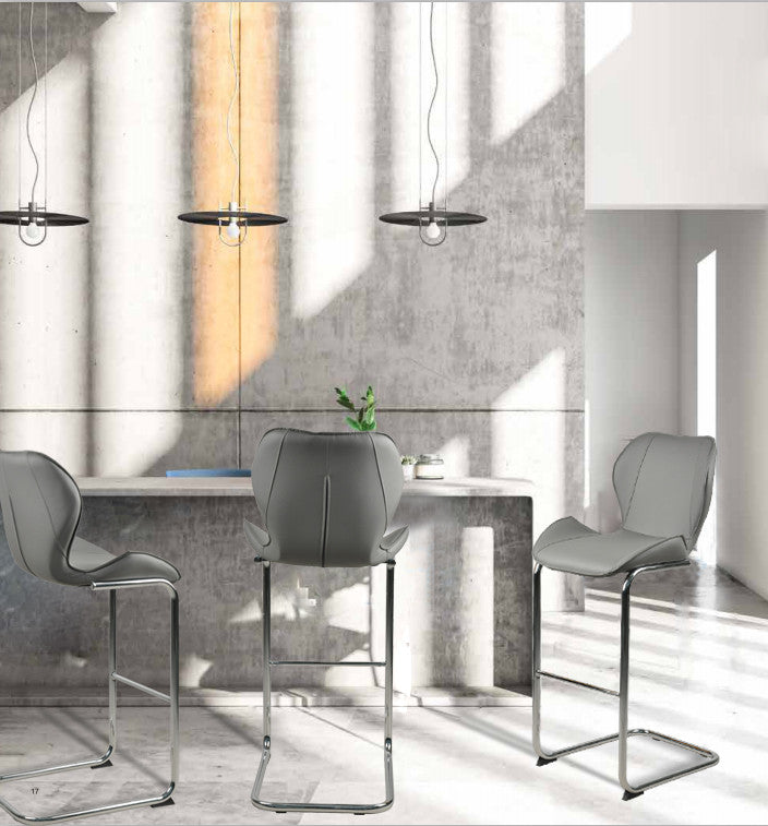 Modern PU 4 Bar chairs with Metal Legs for Dining,kitchen and Bar, Grey