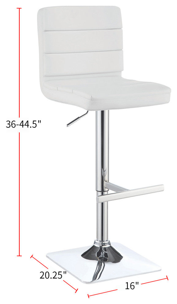 Set of 2 Adjustable Height Bar Stools, White