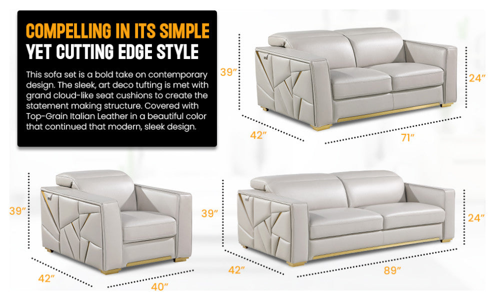 Carlo Top Grain Italian Leather  Loveseat