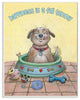 Stupell Industries Happiness Is A Full Tummy Dog Cartoon Pet Design, 13"x19"