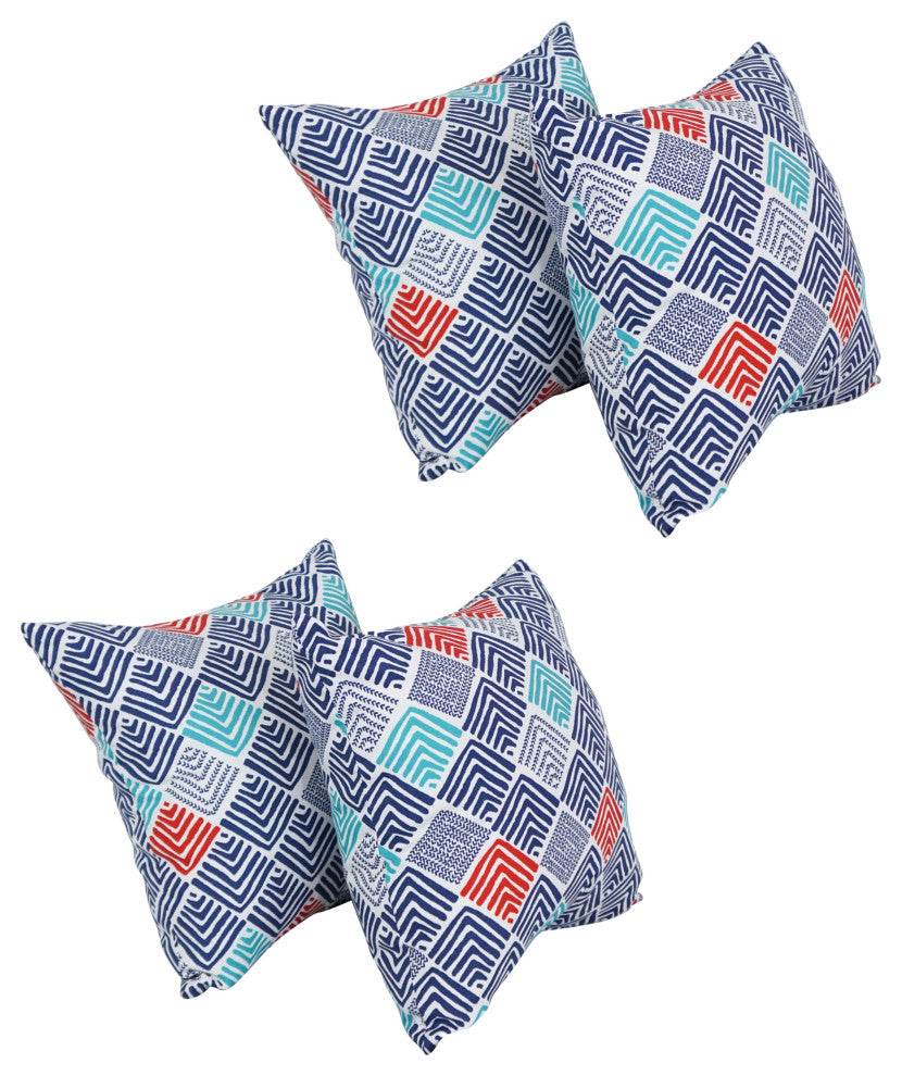 17" Square Polyester Outdoor Throw Pillows, Set of 4, Belk Nautical