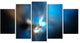 Mystic Green Fractal, Contemporary Wall Art Canvas, 60"x32", 5 Panels