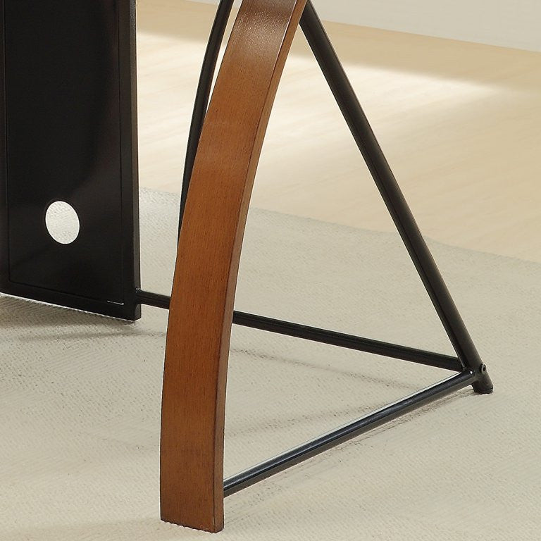 Contemporary Desk, Unique X-Shaped Sides With Tempered Glass Top & Keyboard Tray