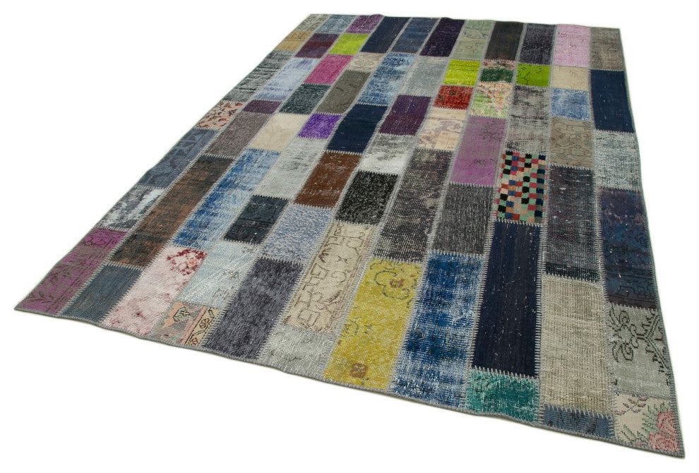 Rug N Carpet - Handwoven Turkish 6' 8" x 10' 0" One-of-a-Kind Patchwork Area Rug