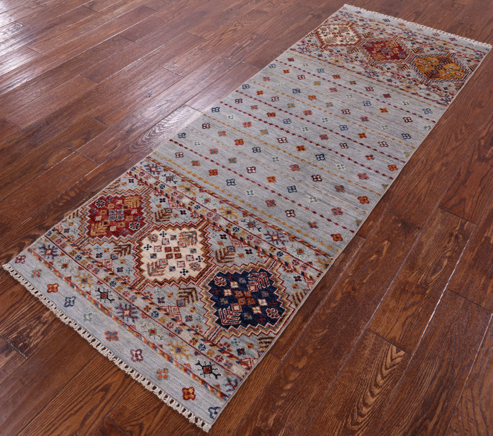 2' 5" X 6' 10" Runner Super Kazak Khorjin Hand Knotted Wool Rug Q10837