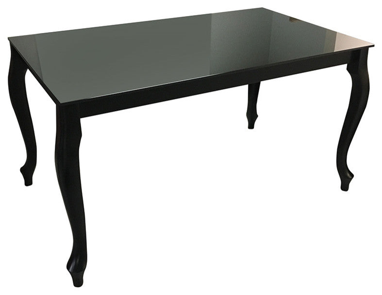 Retro Glass Top Extendable Dining Table, Black