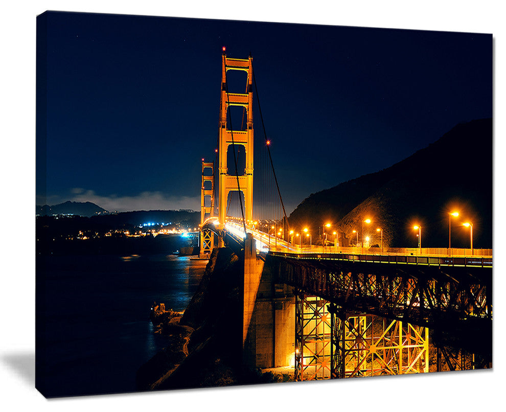 "Golden Gate At Night" Canvas Wall Artwork, 20"x12"