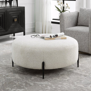 Uttermost 23778 Arles 40"W Standard Ottoman - Satin Black / White