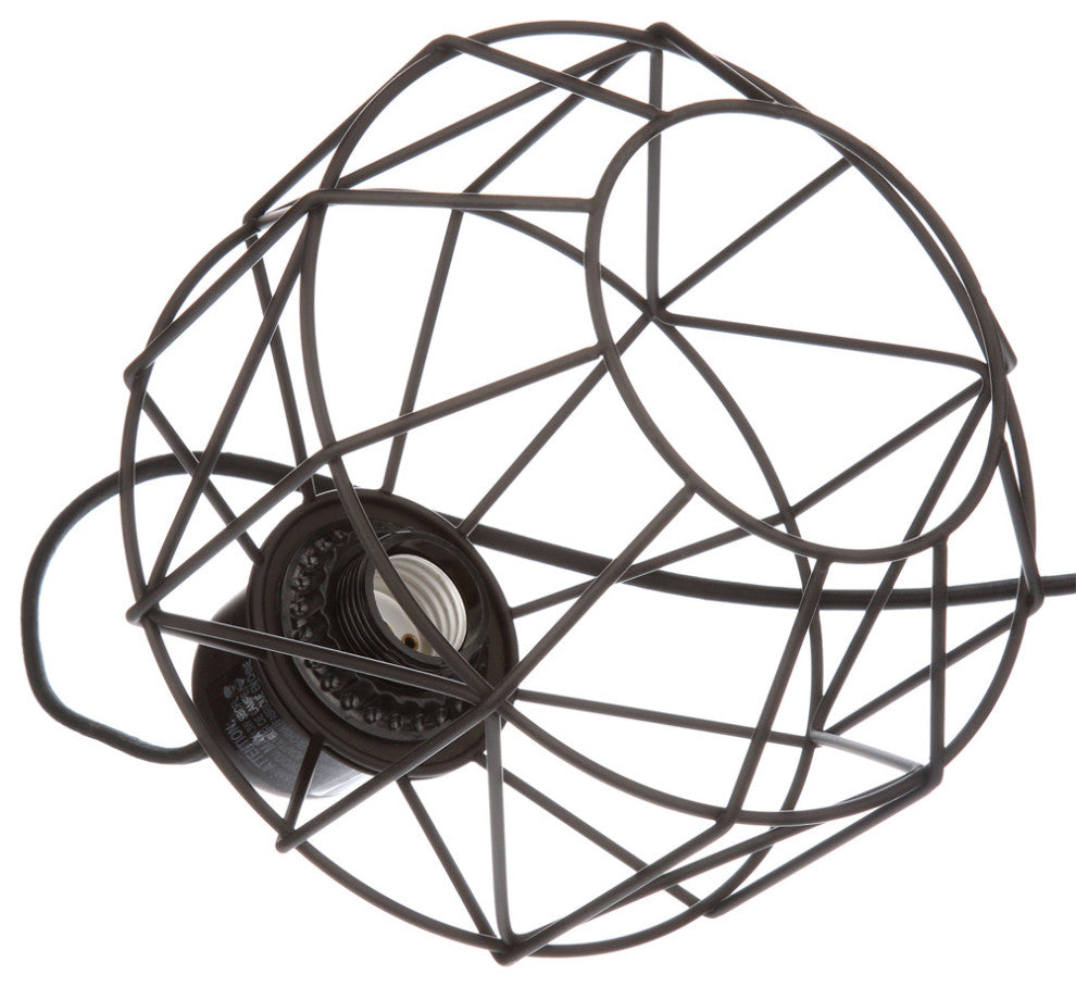 7"W 1-Light LED Metal Cage Plug-In Swag Pendant Lights (Set of 2) Bronze Finish