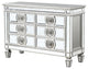 Benzara BM263895 Server With 6 Mirrored Drawers and Medallion Front, Silver